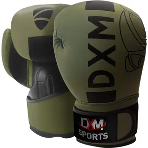 DXM SPORTS Premium Boxing Gloves for Men & Women - Green & Black, 10oz, 12oz, 14oz, 16oz Sizes, Synthetic Leather, Hook and Loop Closure, Ideal for Summer Training