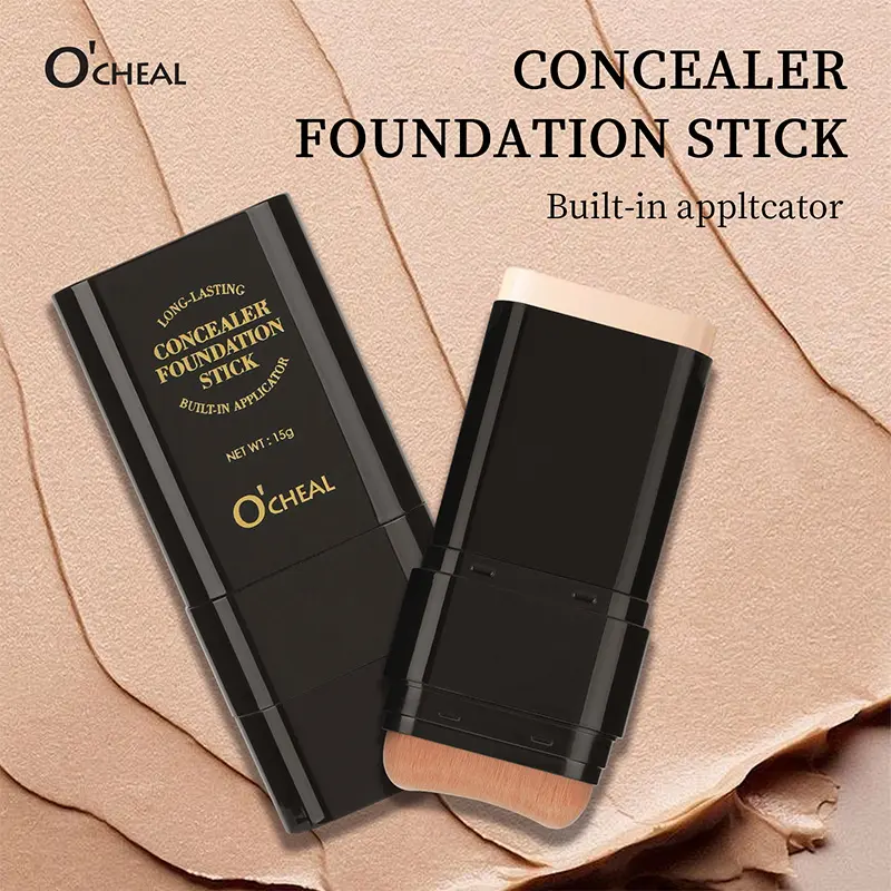 Makeup Concealer; Long-lasting Foundation Liquid; Powder Puff Brush + Solid Foundation Cream 2-in-1; Easy Application Concealer Foundation Cream BB Cream