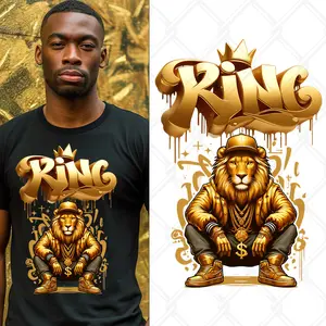 5-Pack or 10-Pack Gold King Lion DTF Heat Transfer DIY for TShirt Printing