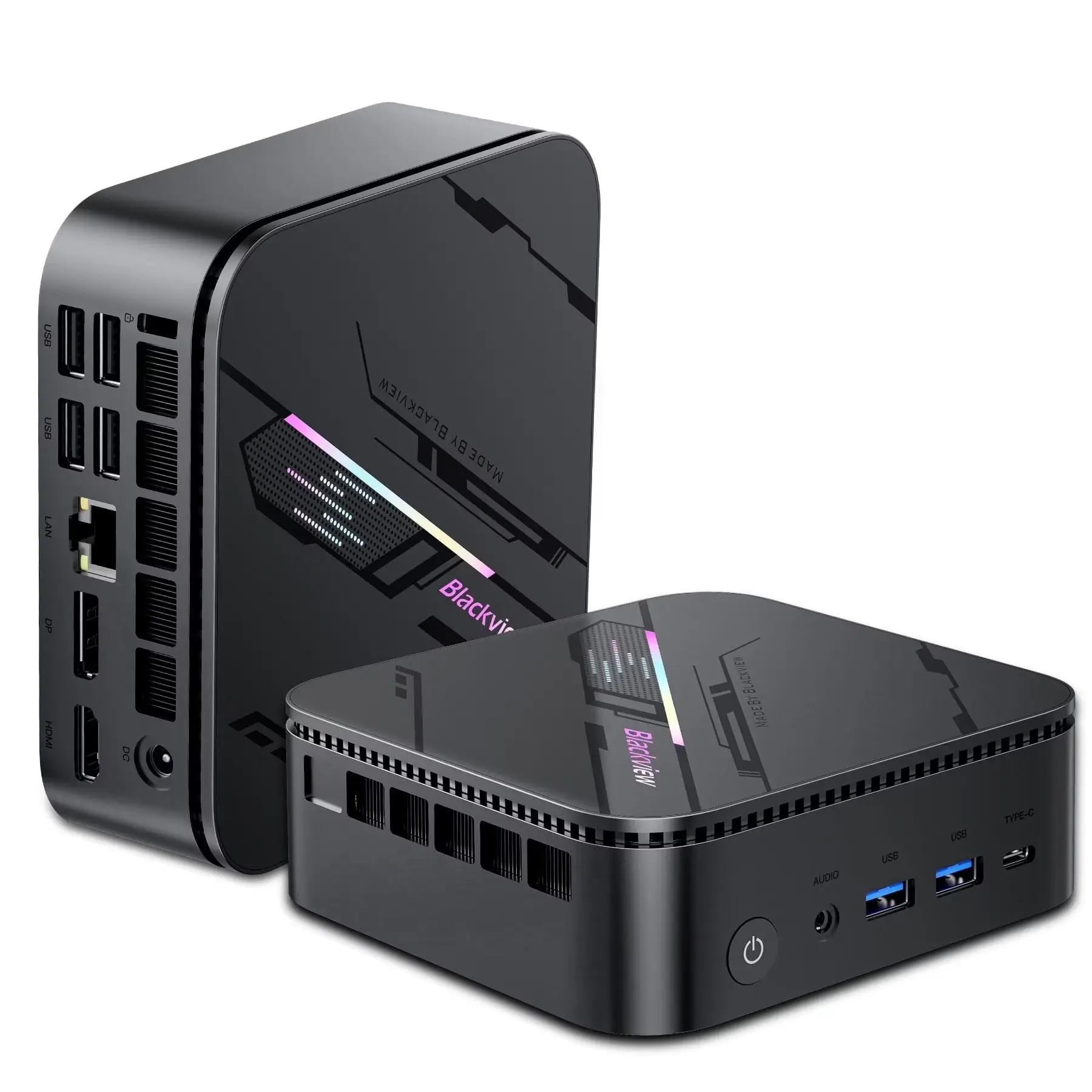 Blackview MP100 Pro Mini PC, AMD Ryzen 5 7430U(4.3GHz, 6C/12T), 16GB LPDDR4 512GB PCIE4.0 SSD, Triple 4K(HDMI+DP+Type-C), WiFi 6, BT 5.2, Windows 11 Pro with 3-Year Warranty, for Laptop, Monitor