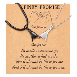 Orphic Valentine's Day Gift Couple Pinky Promise  Stylish Heart Charm & Inspirational Quote Jewelry for Couple's Anniversary Soulmate Necklace