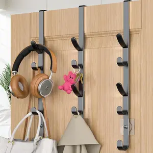 Over The Door Hooks, Metal Door Hooks for Hanging, Over The Door Purse Organizer for Door Coat Hanger,  of Shower Door Hooks for Hanging Towel Rack Clothes, Hat, Bathroom, Closet (Black-3Packs)