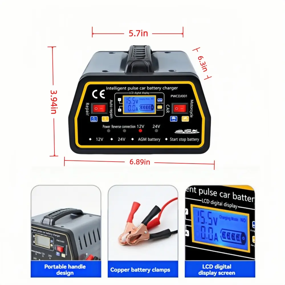 12V-24V Universal switch tool Smart remote Battery kill disconnect desulfator Charger Restorer Kit,Trickle Charge Auto Maintainer with Function,Emergency Powerlead acid temperature compensation pulse repair  para el día del padre power system analyzer, 1P