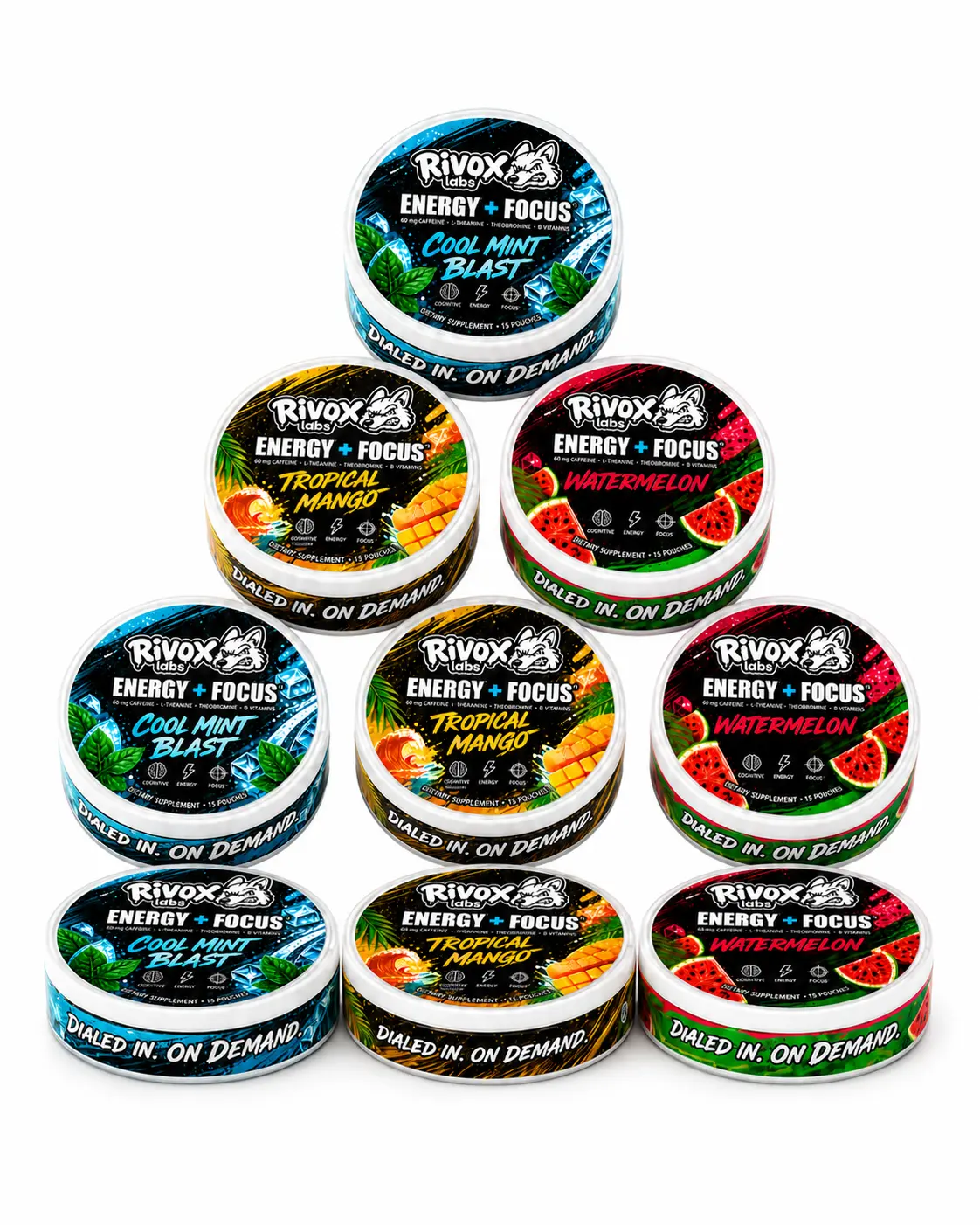 Rivox Focus Pouches – 9-Pack | 3 of each flavor