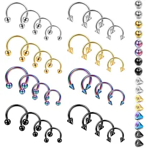Jstyle 32Pcs Stainless Steel Septum Rings 16G Septum Jewelry Septum Piercing for Women Men Nose Piercing Jewelry Lip Rings Eyebrow Rings Helix Daith Tragus Cartilage Earrings Hypoallergenic