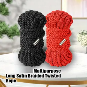2 Pack Soft Braided Twisted Silk Rope 5 Meters/16 Feet 8MM, Multipurpose Protecting Ending Decorative Twisted Long Satin Rope DIY Craft Black-Red, Outdoor Climbing Rope tiktokshopspringglowup