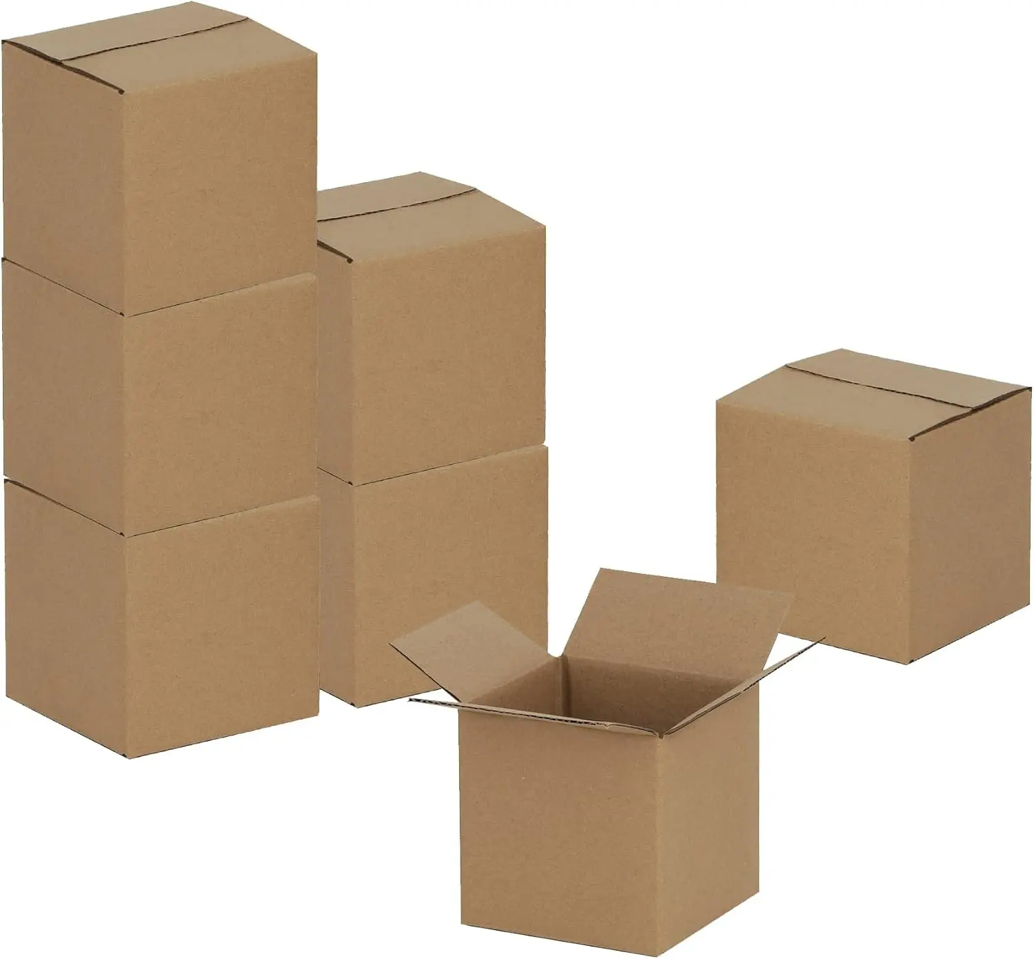 4x4x4 Inches 50 Pack Shipping Boxes, Kraft Corrugated Small Brown Cardboard Boxes for Mailing and Packing