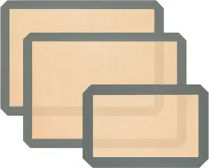 3 Pack Reusable Silicone Baking Mat for Cookies, Macaroons, and Bread - Food Safe Non-Stick Oven Baking Sheet