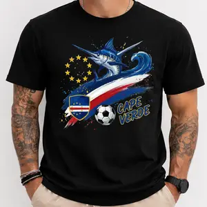 Cape Verde Football Shirt – Blue Sharks Fan T-Shirt – Marlin Graphic Tee – Cape Verde Gift – Football Fan Top & Gear