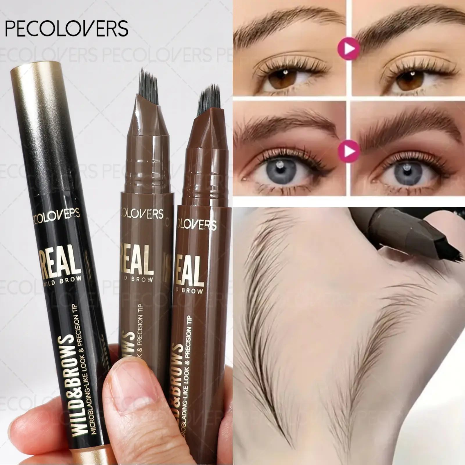 1PC Dual-Tip Brow Pencil with Multi-Bristle Brush Tips, Eyebrow thickener, Volumizing Brow Filler, Waterproof & Smudge-Proof Formula, 3D Fluff Technology for Instant Volume, Defined Brows & Hairline Filling, All-Day Wear, Multi-Color Options Black