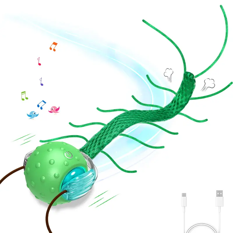 BENTOPAL Interactive Cat Toys for Bored Cats, with Chirping, Centipede Motion Wake-up Super Motor Cat Ball on Rug