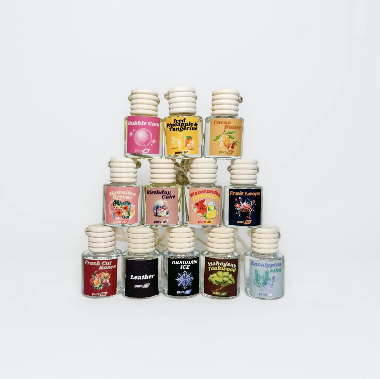 Scented Air Freshener - Air Freshener Oil Diffuser - Lasts 60+ Days Aroma Perfume Fragrance Hanging Glass Woody