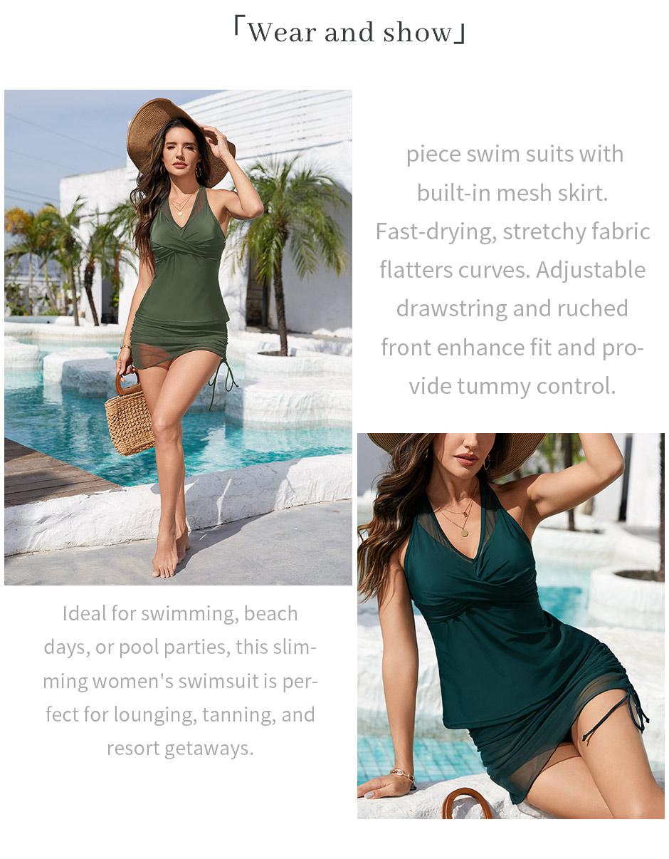 Chicovar Boutiques Womens High Waisted Bikini Sets Swim Skirt Mesh Swim Suits 2 Piece Tummy Control Bathing Suits