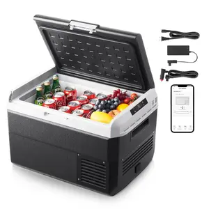 12 Volt Car Refrigerator Portable Freezer 42.3 Qt Electric Cooler For Camping And Travel, Ideal For RVs, Trucks, Boats, Battery Powered, Energy Efficient, Low Noise Operation, Wide Temperature Range, Durable Exterior