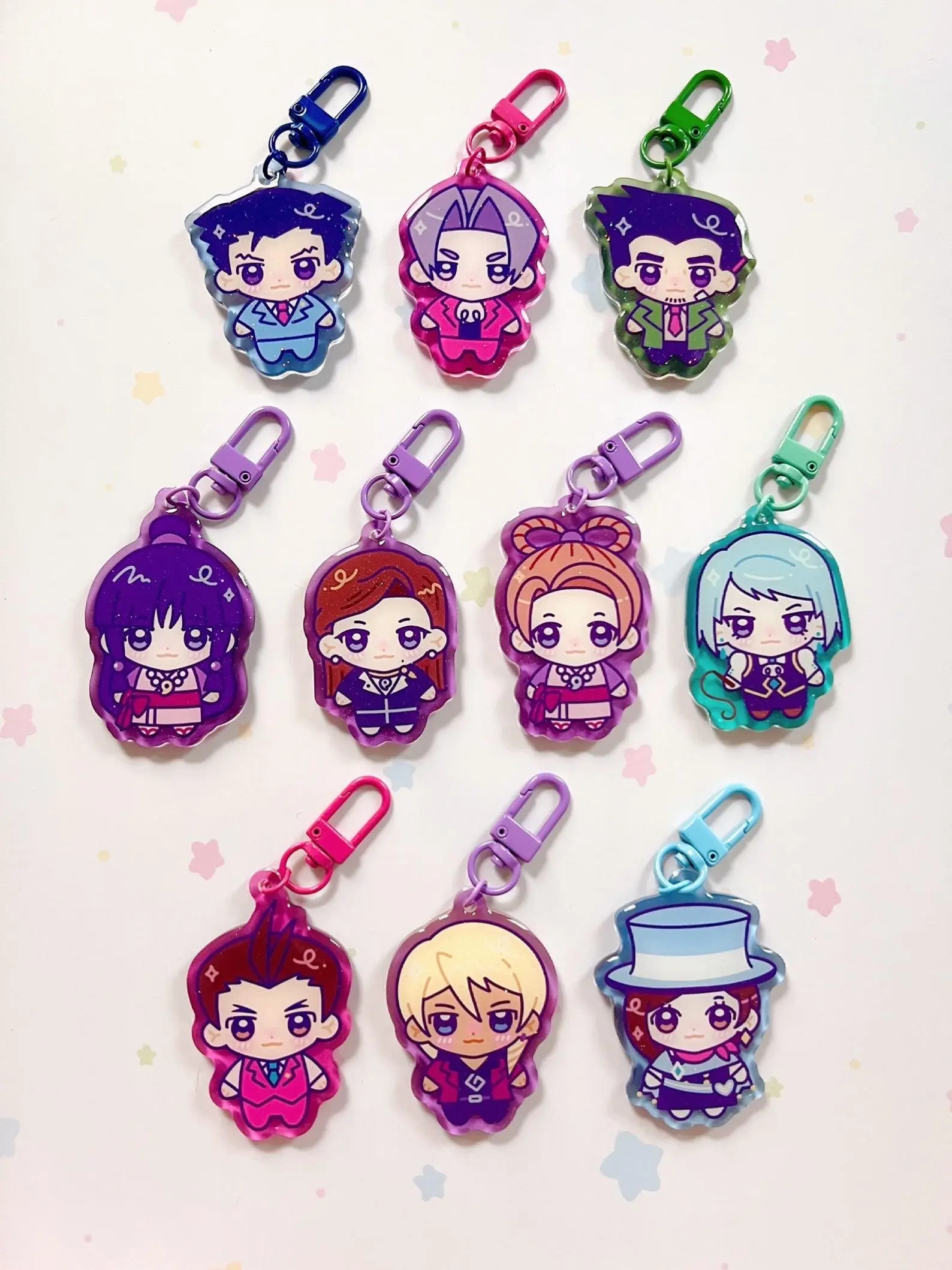 AA Lawyer Game Chibi Gummy Glitter Acrylic Keychains, Perfect Gift for Fans & Collectors, Halloween gifts