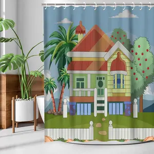 Kids Shower Curtain, Blue Cartoon Bathroom Decor Blue Theme Decorative 72x72 Shower Curtain for Girls Boys Bathroom Decor, Bathroom Cute Colorful Bathroom Bathtub Decor Accessories with Hooks
