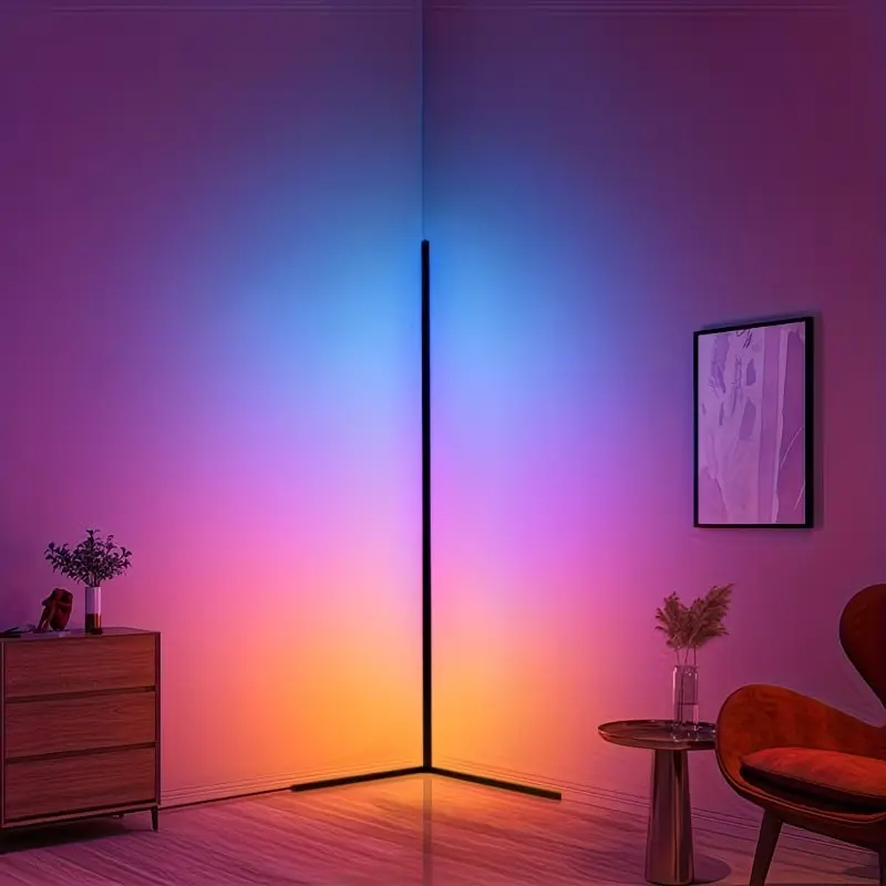 RGB LED Color Changing Floor Lamp, USB Powered Smart APP Control Music Sync Modern Floor Lamp, Dimmable Standing Corner Lighting for Living Rooms, Bedrooms, Remote Floor Lamps, Decorative Atmosphere Light