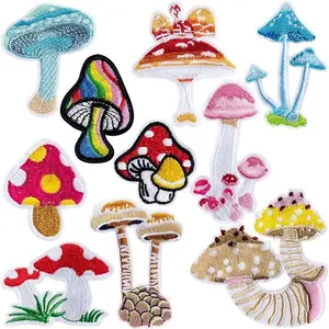 10Pcs Mushroom Patches Iron on for Clothing, Mini Mushroom Stickers Nature Patches Suitable for Clothes Dress Hat Pants Shoes Curtain, DIY Mushroom Embroidery Patch Sewing Craft Decoration