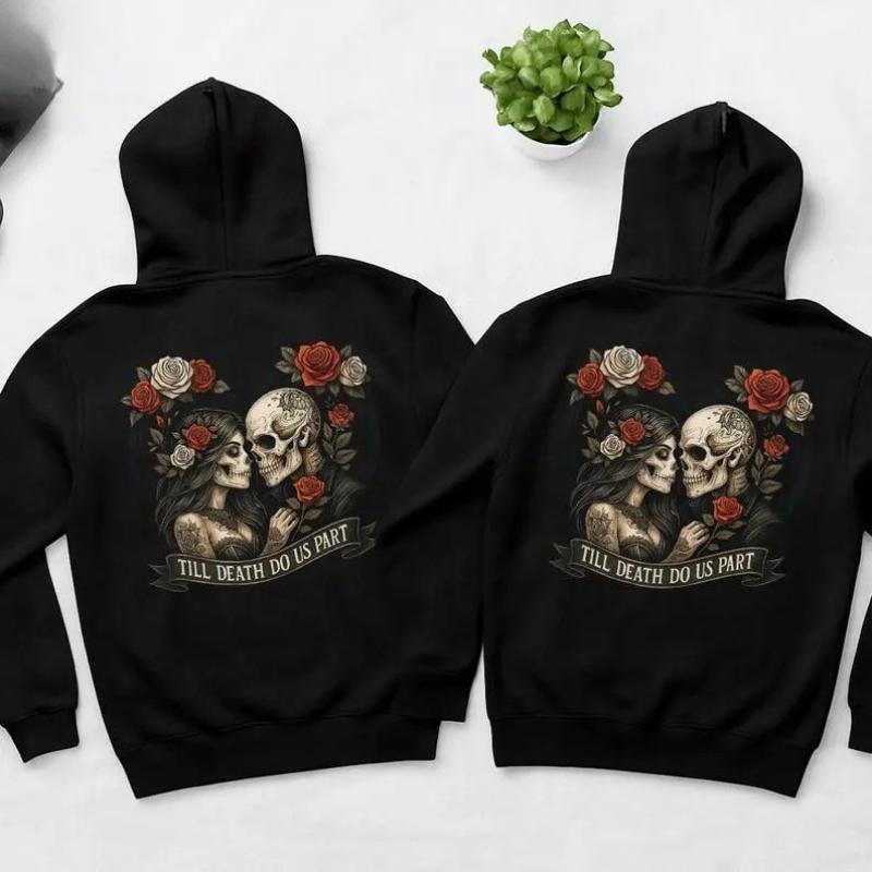 Till Death Do Us Part Hoodie, Skull Couple Hoodie, Skeleton Love Matching Hoodie, Matching Couple Gift, Halloween Love Shirt