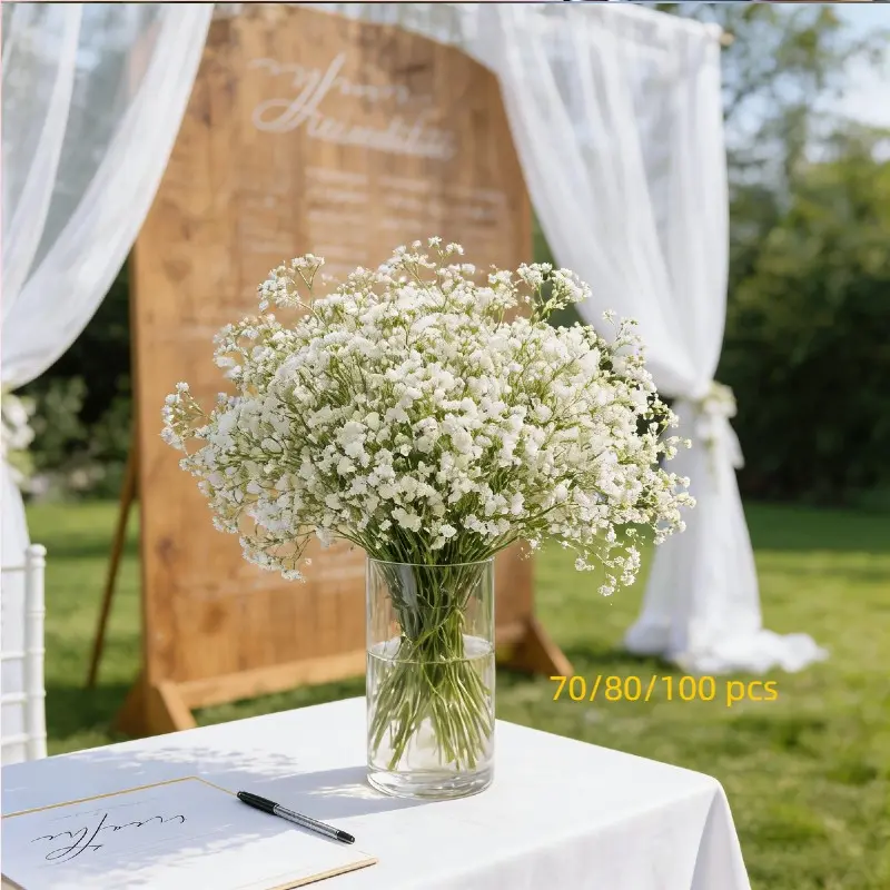 70/80/100pcs Gypsophila Decorative Artificial Flowers, Realistic Baby Breath Fake Flowers, Realistic Faux Flowers, Home Decor, Faux Floral Decor, DIY Bouquets, Wedding Party Decoration