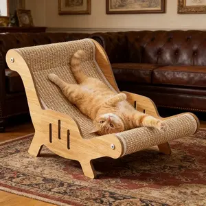 2-in-1 Sisal Cat Scratcher with Hammock & Lounge Chair No Shedding XL Size Breathable Durable Cat Bed for Claw Sharpening & Rest All-Season