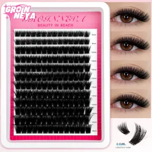 GROINNEY 132PCS/144PCS/168PCS Volumized Fluffy Long False Eyelash Clusters Natural Daily Makeup Strip Eye Lash Clusters 6D delicacy Fake Lashes Criss-Cross Eyelashes Short Wispy Individual Lashes for Random Style