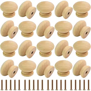 Wooden Cabinet Knobs, Mushroom Shape Drawer Pulls with Screws for Furniture, Wardrobes, Dressers, Kitchen Cabinets, DIY  Decor Hardware (A Type of   Color)