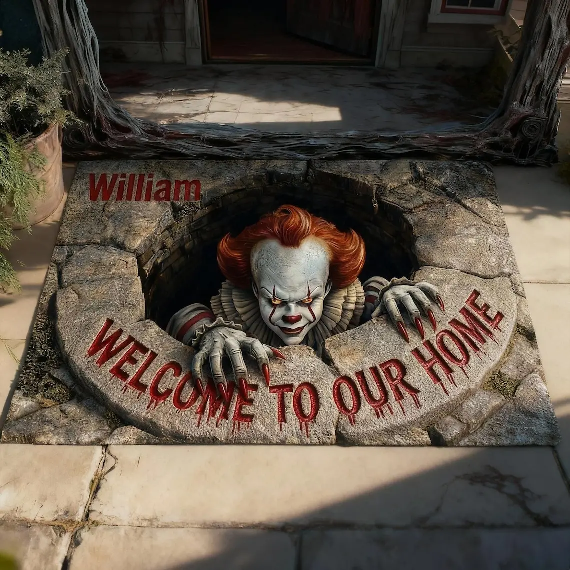 Halloween 3D Horror Movie Illusion Rug, Scary Outdoor Mat, Horror Home Decor Mat, Halloween Home Decor, Creepy Halloween Gift, Horror Decor