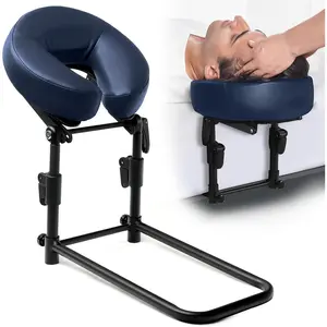 Massage Headrest for Bed with Pillow, Includes Face Pillow Cradle and Cushion Bracket, Headrest Face Cushion Massage Table or After Eye Surgery at Home Blue