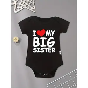 Infant'S I LOVE MY BIG SISTER Letter Print Bodysuit, Comfy Short Sleeve Onesie, Baby Girl'S Outdoor Clothing, for Outdoor