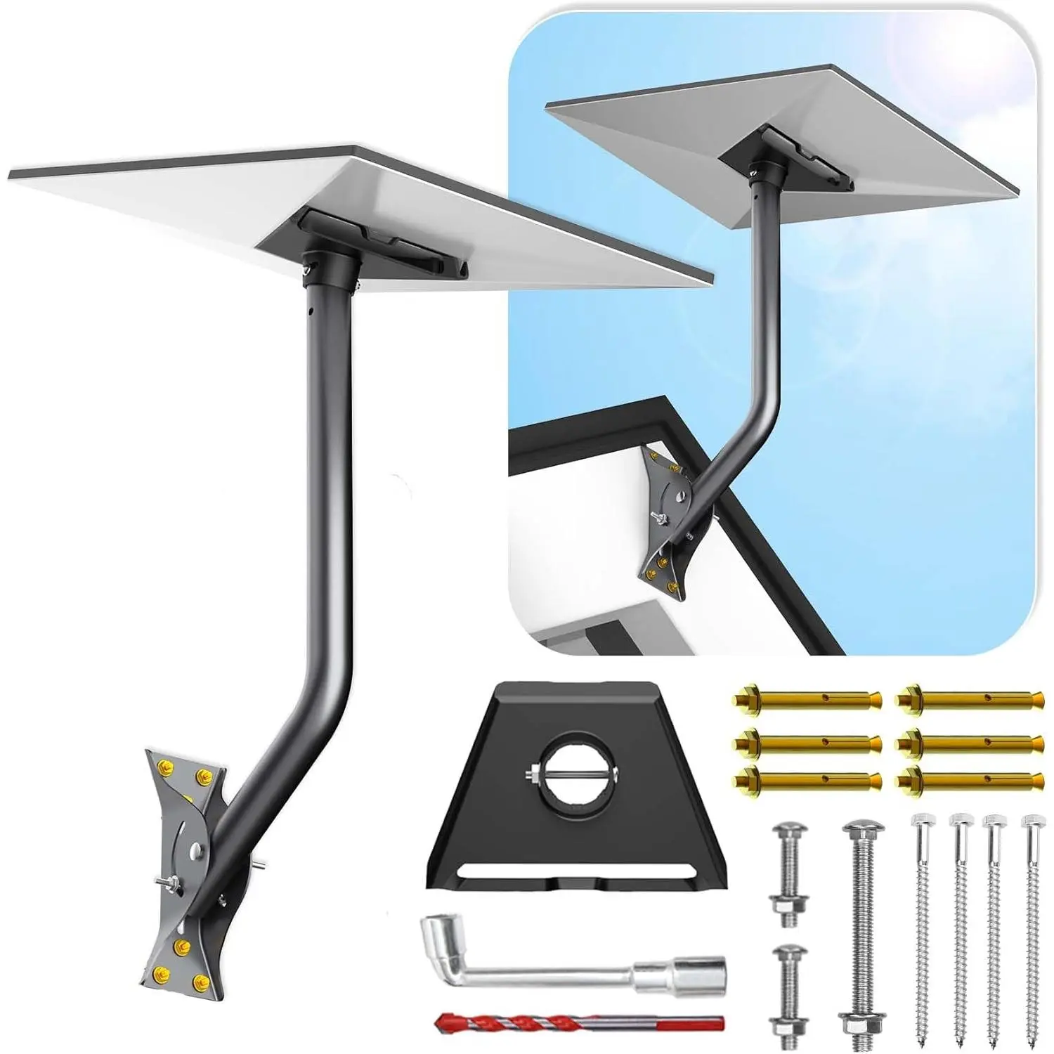 Gen 3 Mount for Starlink, Adjustable Wall /Roof Mounting Kit Compatible with Starlink Standard 4/4X/V3?Include  Pipe Adapter?