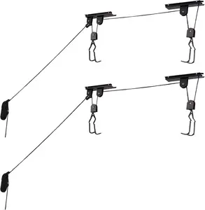 Bike Hanger - Overhead Hoist Pulley System with 100lb Capacity for Bicycles or Ladders - Ceiling by