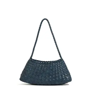 2026 New Handmade Woven Crossbody Bag Two-In-One Composite Leather Shoulder Bag French Vacation Style Handbag