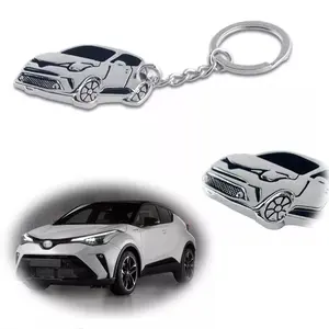 1pc Chrome Metal 3D Key Ring Chain Car Model Keychain JDM Keyring For TOYOTA CHR CH-R