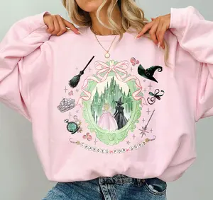 Coquette Bow Wicked Change For Good Sweatshirt, Defy Gravity Broomstick Magic Wand Shirt, Wizard Movie Fan T-shirt, Wicked Musical Fan Gift