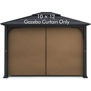 Gazebo Universal Replacement  Curtain -   Panel Canopy Side Wall with Zipper for 10' x 12' Outdoor Gazebo (Brown)