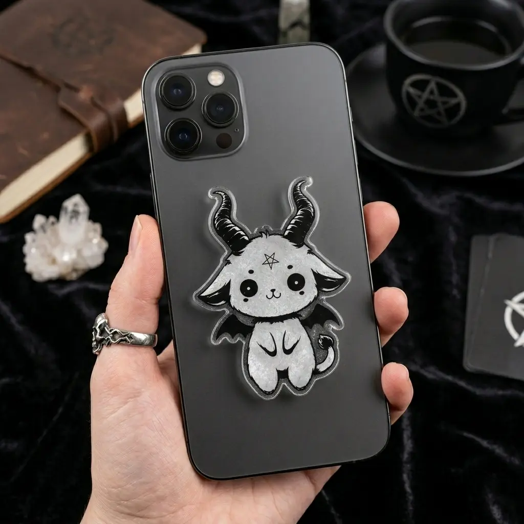 Cute Gothic Demon Phone Grip, Acrylic Phone Holder Stand, Expandable Grip Compatible with iPhone, Samsung & Most Smartphones