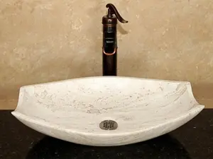 Natural Stone Sink - Travertine Marble - Hand Carved Vessel Sink - Vanity Bathroom Sink - Handmade