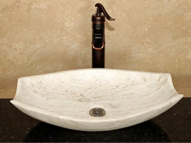 Natural Stone Sink - Travertine Marble - Hand Carved Vessel Sink - Vanity Bathroom Sink - Handmade