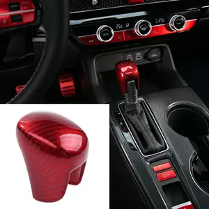 Gear Shift Knob Cover Automatic Transmission CVT Boots Change Lever Stick Decoration Compatible with Honda Civic 2022-2025, CRV/HR-V 2023-2025, Accord 2018-2025 -Red Carbon Fiber