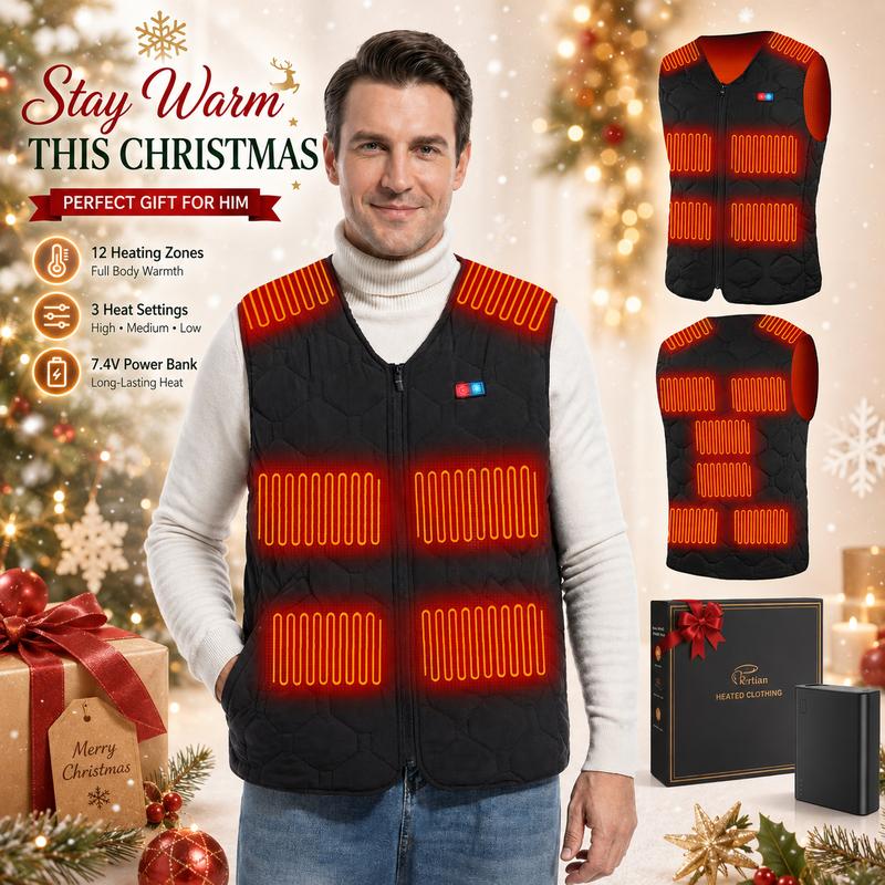 Rrtizan 2026 Unisex Fitted Heated Waistcoat - 3-Level Temp Control, Carbon Fibre Heating Sheets, 10000mAh Battery, Lightweight, Waterproof TPU, Zip, Abdomen & Back Heating, Bone Pain Relief, Ideal for Hunting, Casual Sport