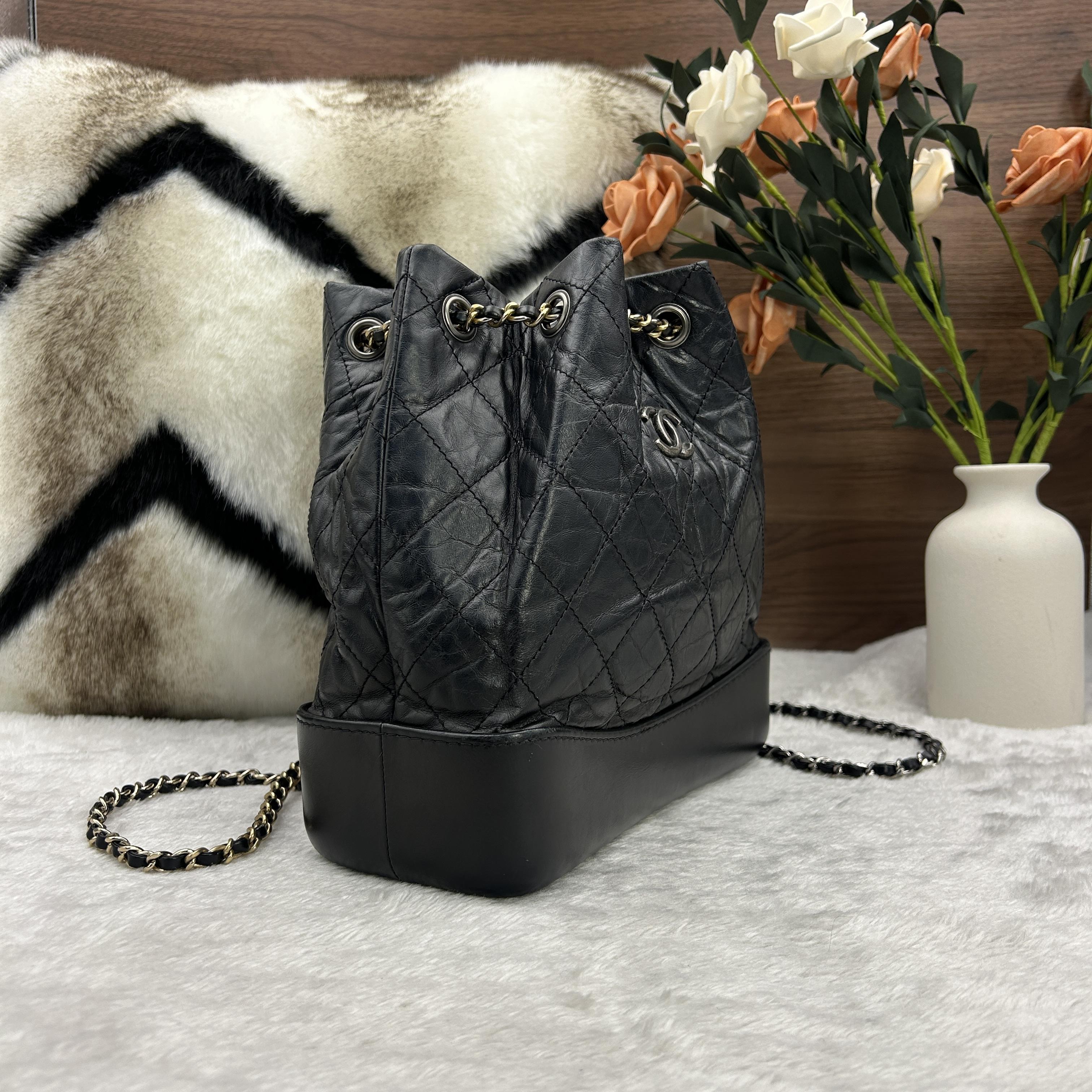 Pre-owned CHANEL Gabrielle "Wanderer" Series Drawstring Bucket Backpack 866