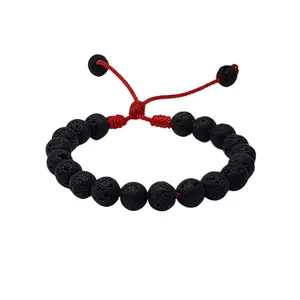 Lava Beaded Bracelet with Macrame Sliding Knot - Perfect for Grounding, Balance, and Aromatherapy Diffusing