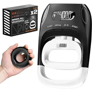 Grip Strength Tester & Trainer 2-in-1 Combo Set-Digital Hand Dynamometer with LCD Display, Max 400lb/180kg Capacity, Resistance Ring with Ergonomic Design  Sports, Gym, Home & Rehab