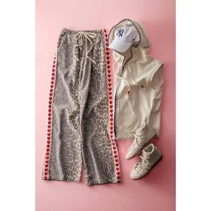 Heart Trim Leopard Pants