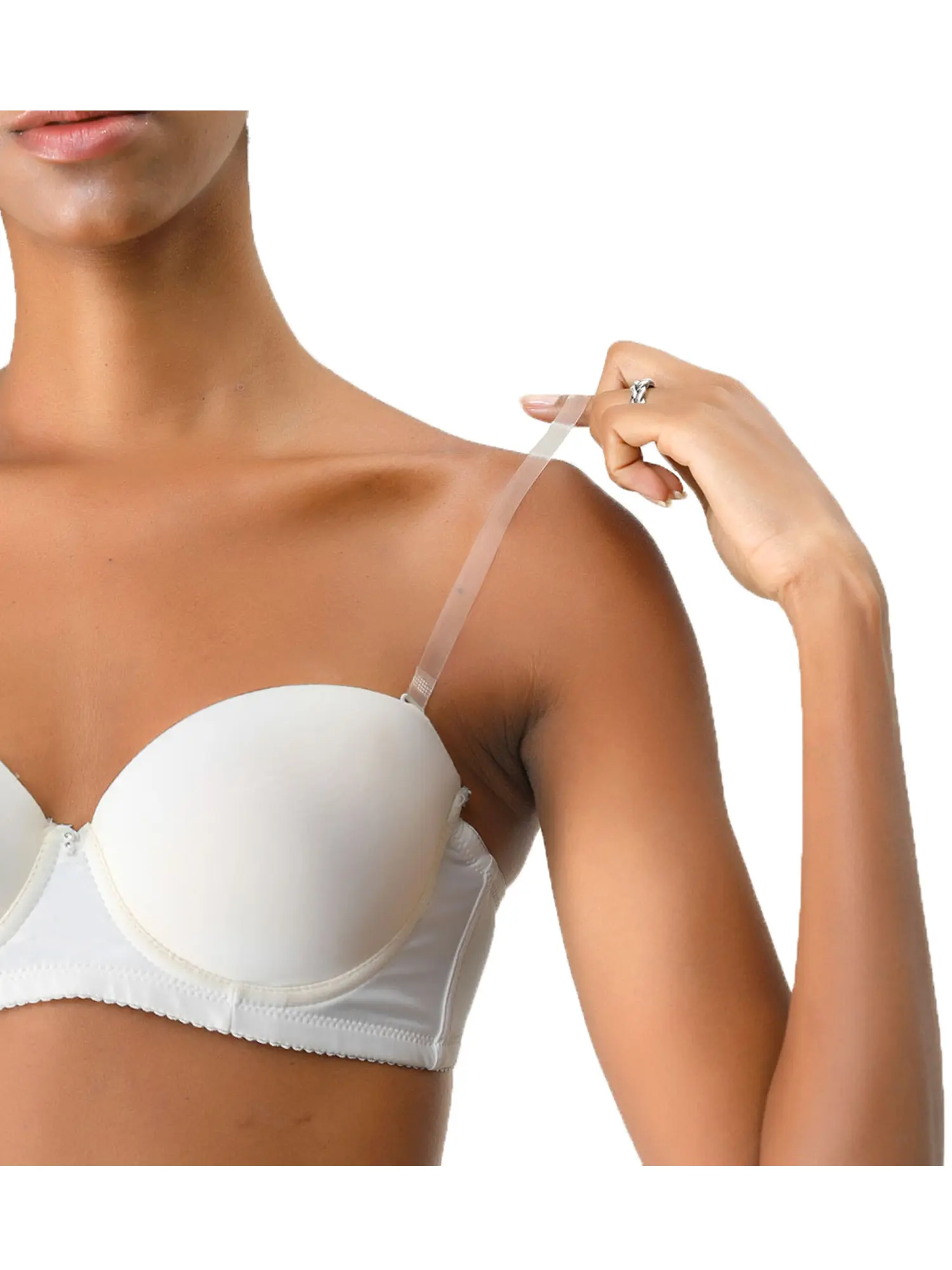 INSPIRE CHIC Clear Bra Straps Soft Transparent Fashion Secrets Bra Strapless Replacement Invisible Shoulder Strap Clear Width: 1.0cm/ 3/8"-5 Pairs