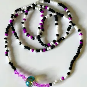 Purple & white waistbeads