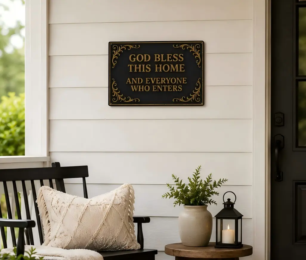 Elegant Aluminum Christian Wall Art, "God Bless This Home" English-Themed Metal Wall Decor (8x12 in) for Study & Prayer Rooms, Ideal Christmas Gift for Home Supplies Enthusiasts