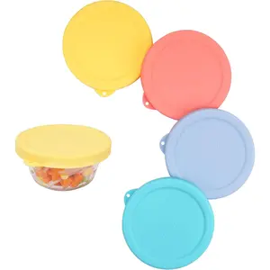 4 PCS Silicone Ramekin Lids for Pyrex and Anchor Hocking Glass Custard Cups 6oz, Prepware Dessert Cup Cover, Silicone Lids for Food Storage, Dishwasher Safe (Containers NOT Included)
