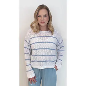 Boat Days Sweater-Blue/White
